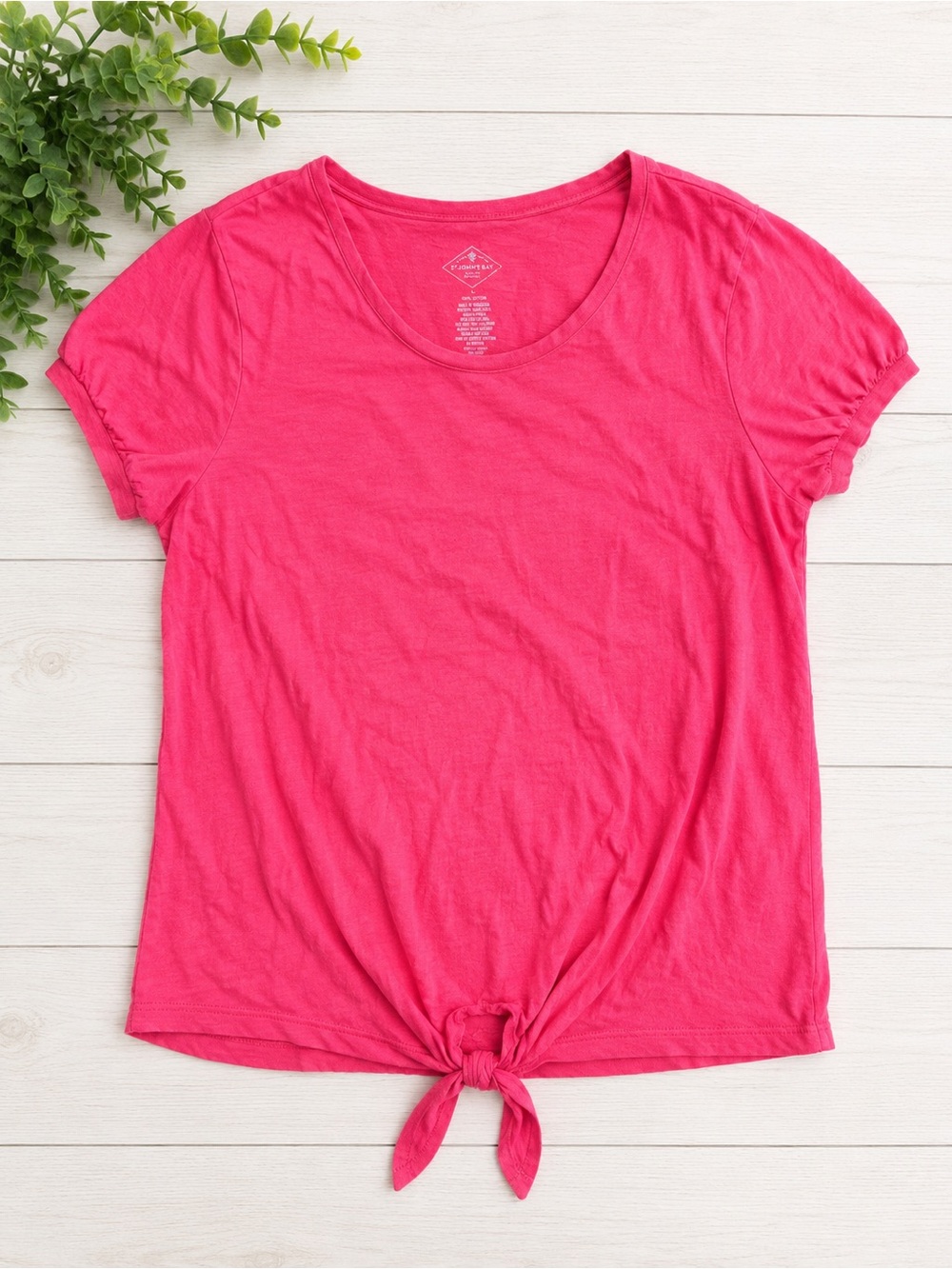 St. John’s Bay Pink Tie Front Short Sleeve Top Women’s Large